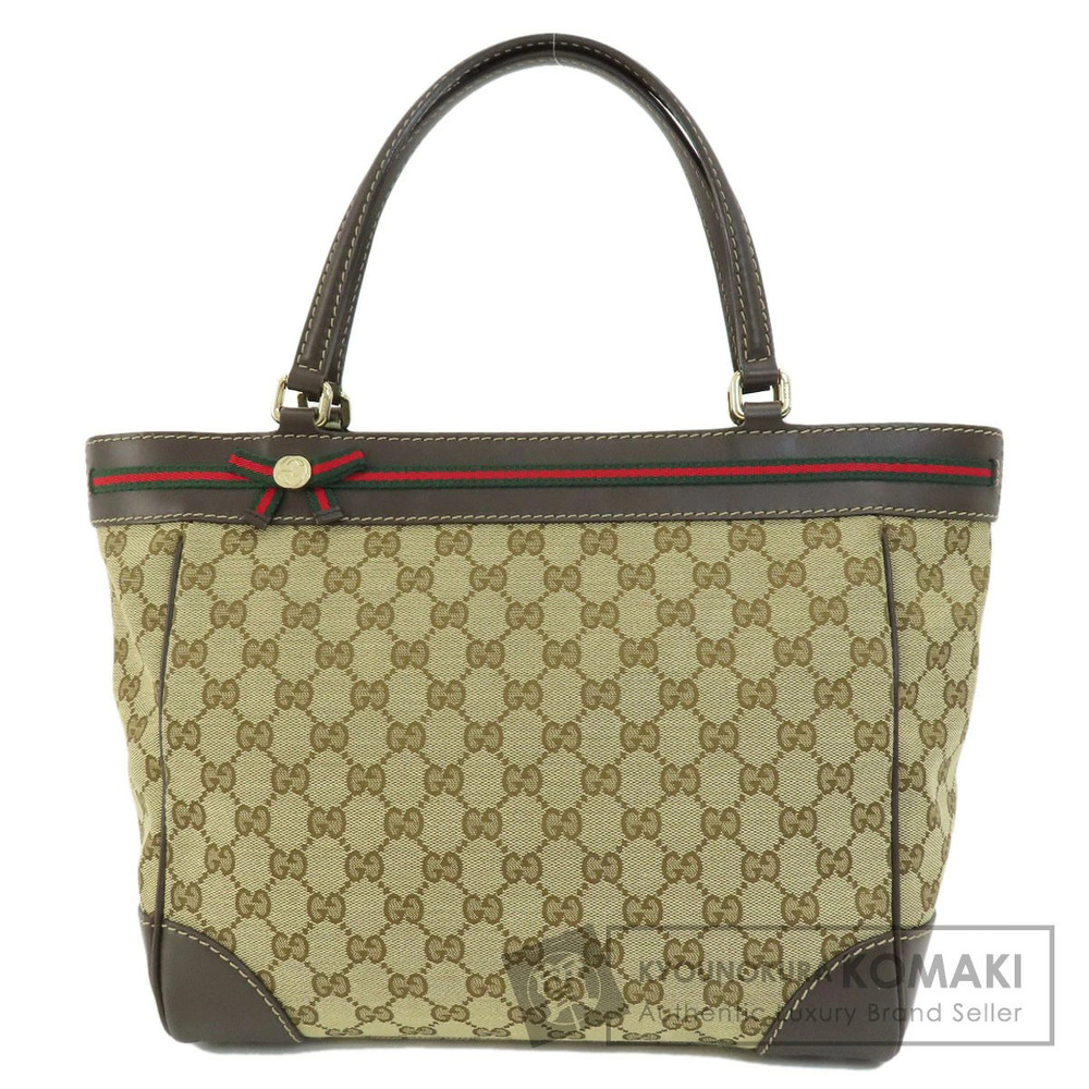 Gucci GG Canvas Sherry Line Tote Bag web Brown